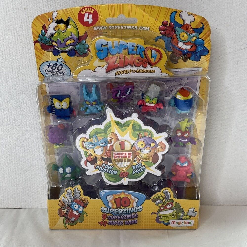SuperZings Series 4 Rivals of Kaboom 10 Pack Super Rare Gold Figure NEW Sealed